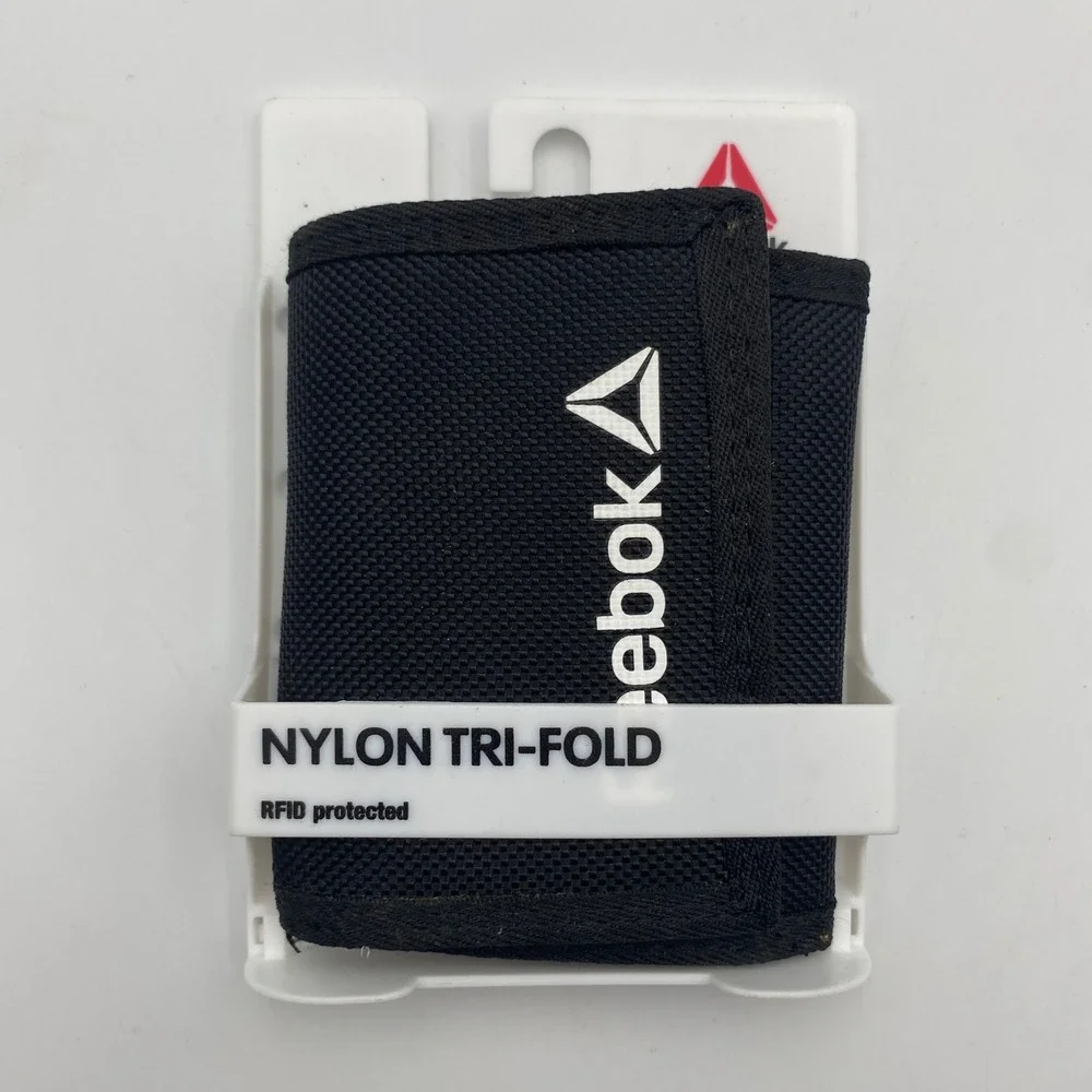 Reebok Mens Nylon Trifold Wallet Black RFID Protected RBH9300.001 New